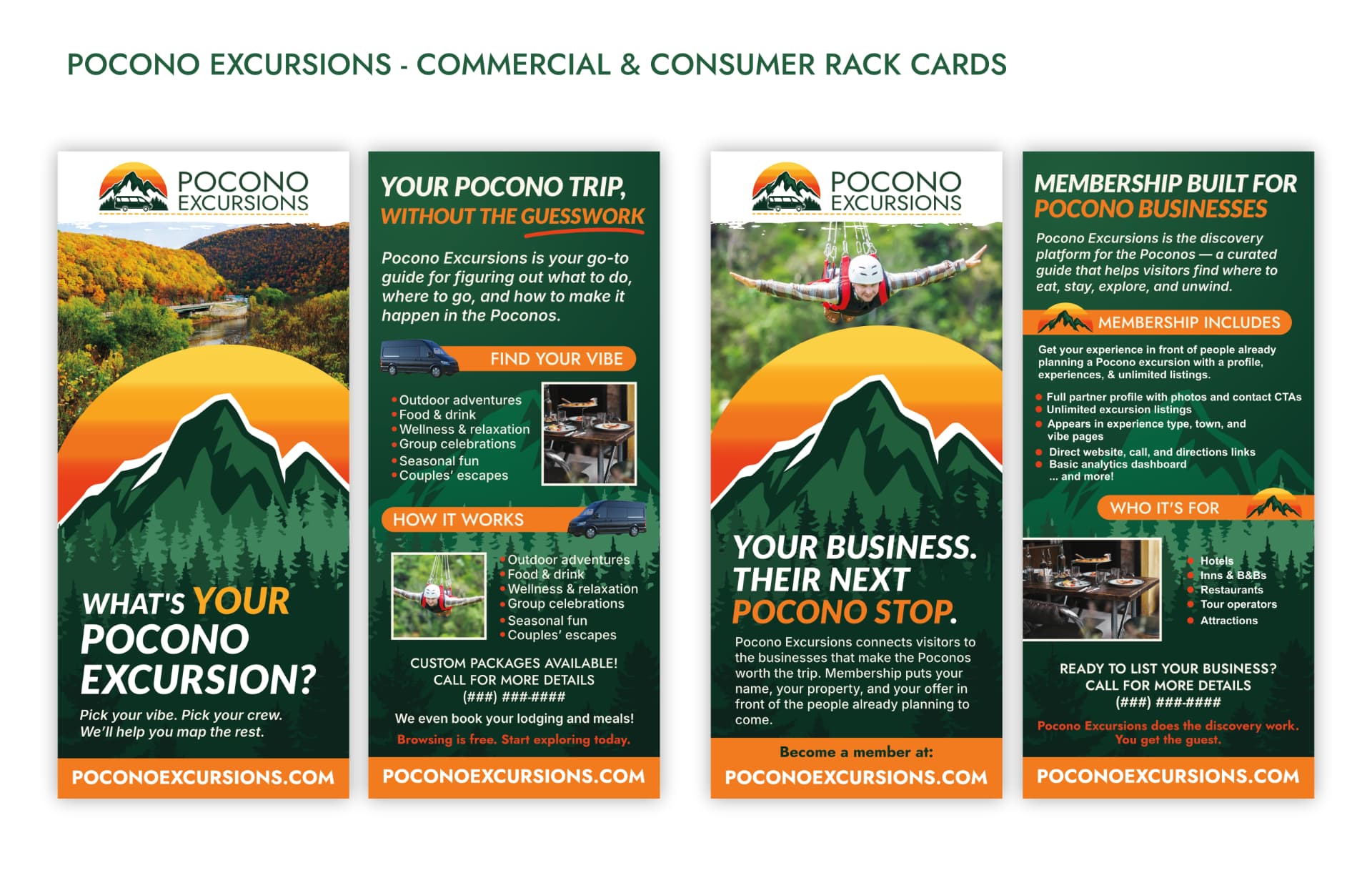 Pocono Excursions · Commercial and consumer rack cards
